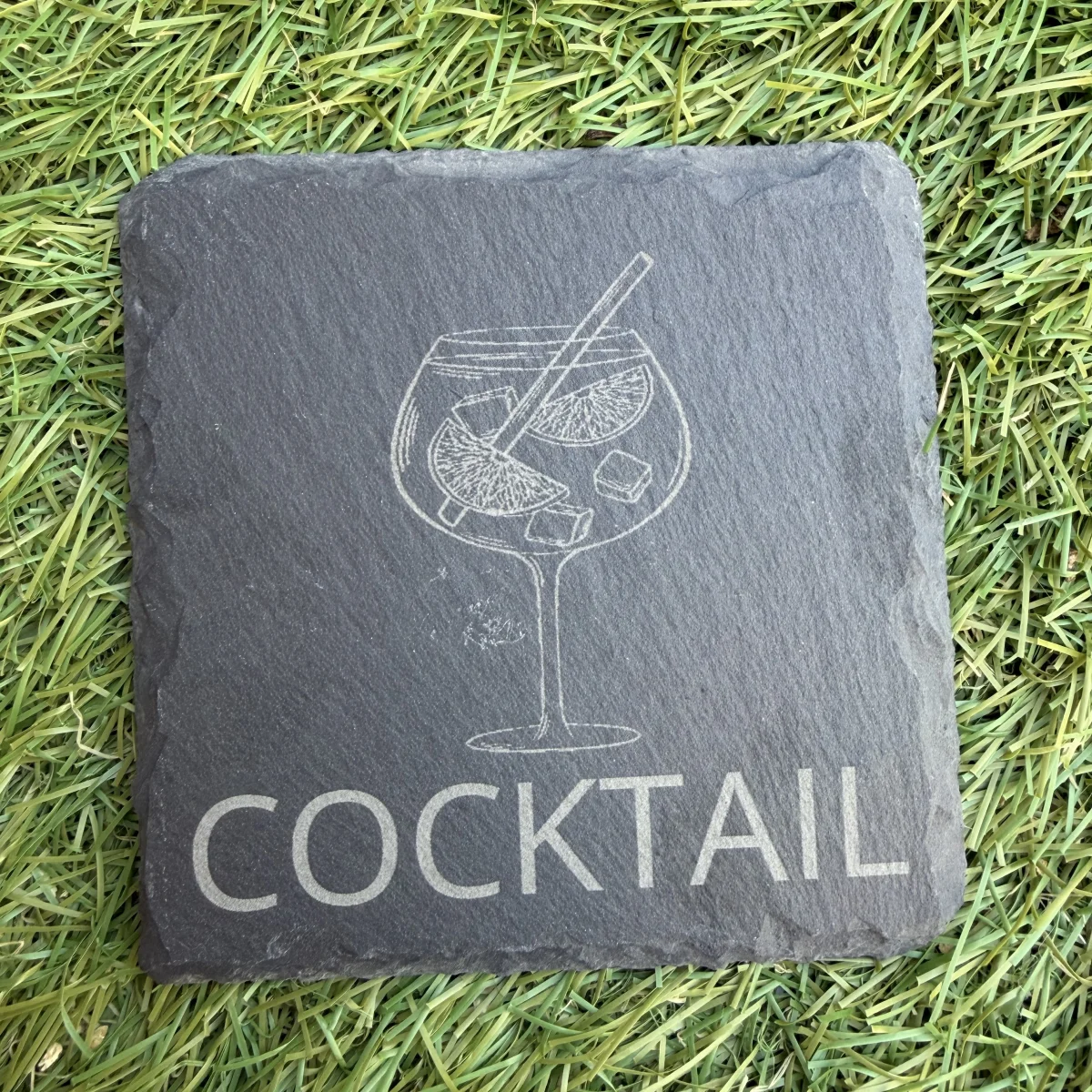 Personalised Natural Slate Drink Coasters – Wine, Gin, Beer & Cocktail Designs