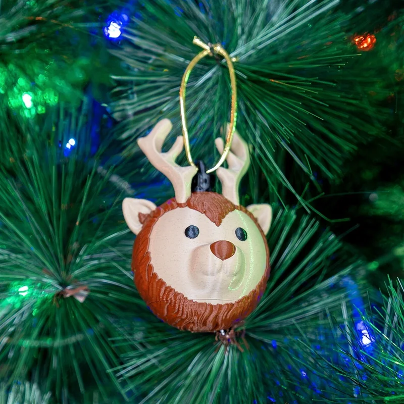 Reindeer Head Christmas Ornament x3 - 3D Printed