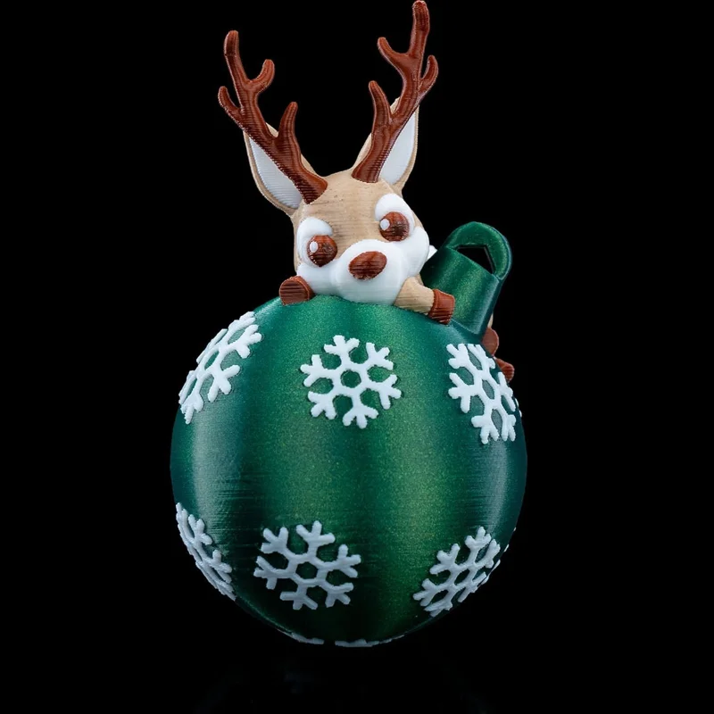 Lying Reindeer Christmas Ornament x3 - 3D Printed