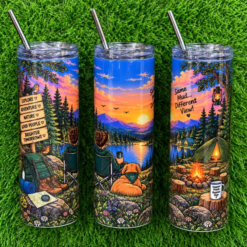 Personalised 600ml Premium Slim Stainless Steel Tumbler with Straw