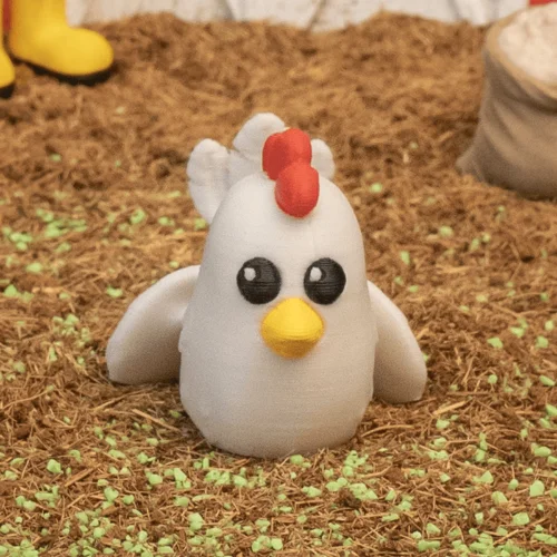 Polly, The Chicken - 3D Printed Farm Animal Key Chain / Key Ring, Articulated