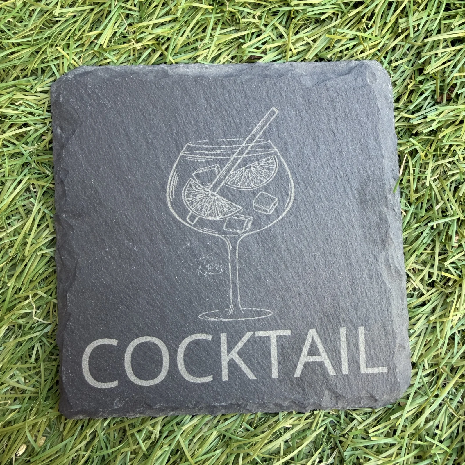 Personalised Natural Slate Drink Coasters – Wine, Gin, Beer & Cocktail Designs