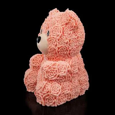 Floral Bear Statue - Valentines Day / Romantic Gift / Gift for Her - 3D Printed