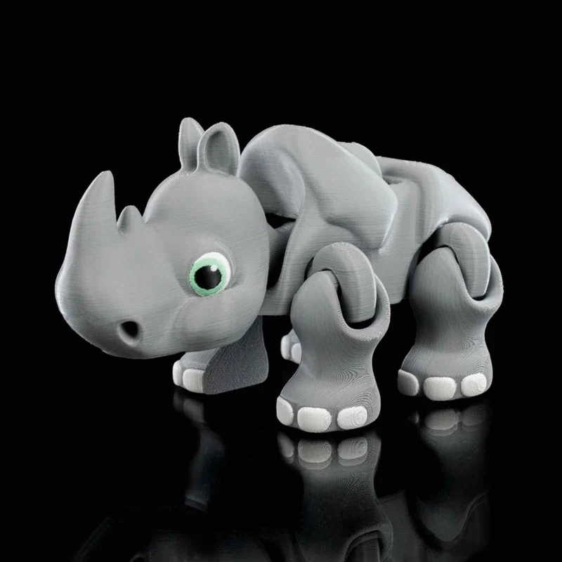 3D Printed Rammer Rhino, Articulated Fidget Toy, Desk Buddy, Fidget Pet