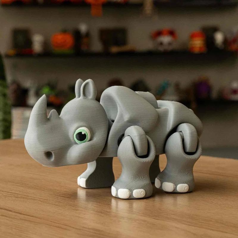 3D Printed Rammer Rhino, Articulated Fidget Toy, Desk Buddy, Fidget Pet