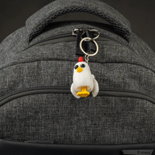 Polly, The Chicken - 3D Printed Farm Animal Key Chain / Key Ring, Articulated