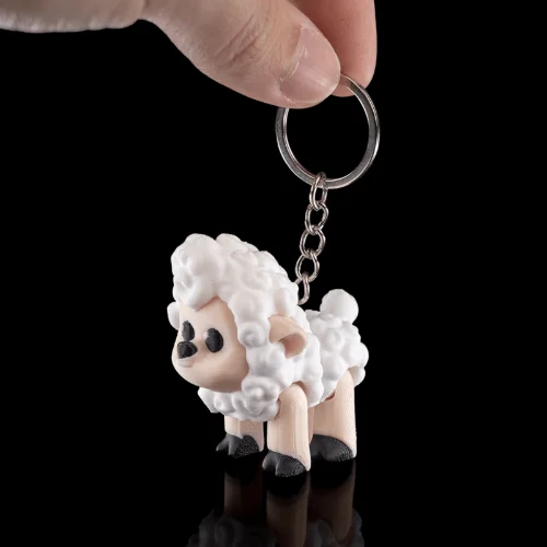 Shane, The Sheep - 3D Printed Farm Animal Key Chain / Key Ring, Articulated