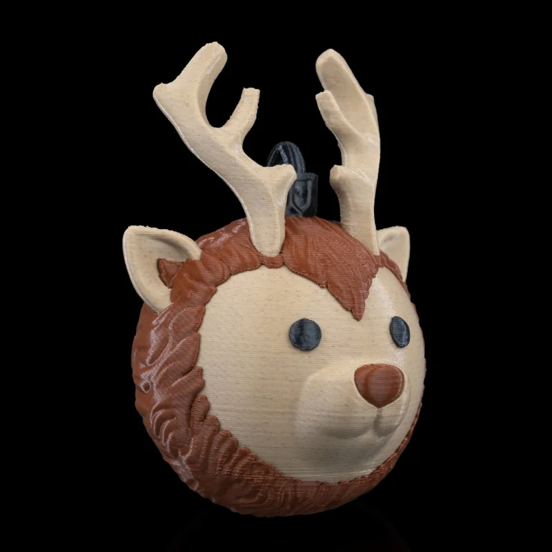 Reindeer Head Christmas Ornament x3 - 3D Printed