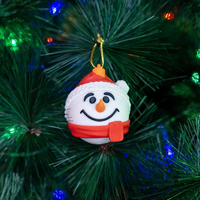 Snowman Head Christmas Ornament x3 - 3D Printed