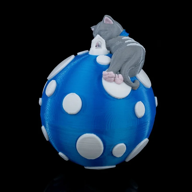 Sleeping Cat Christmas Ornament x3 - 3D Printed