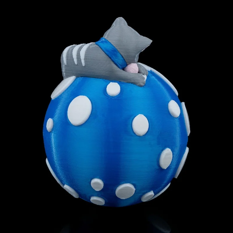 Sleeping Cat Christmas Ornament x3 - 3D Printed