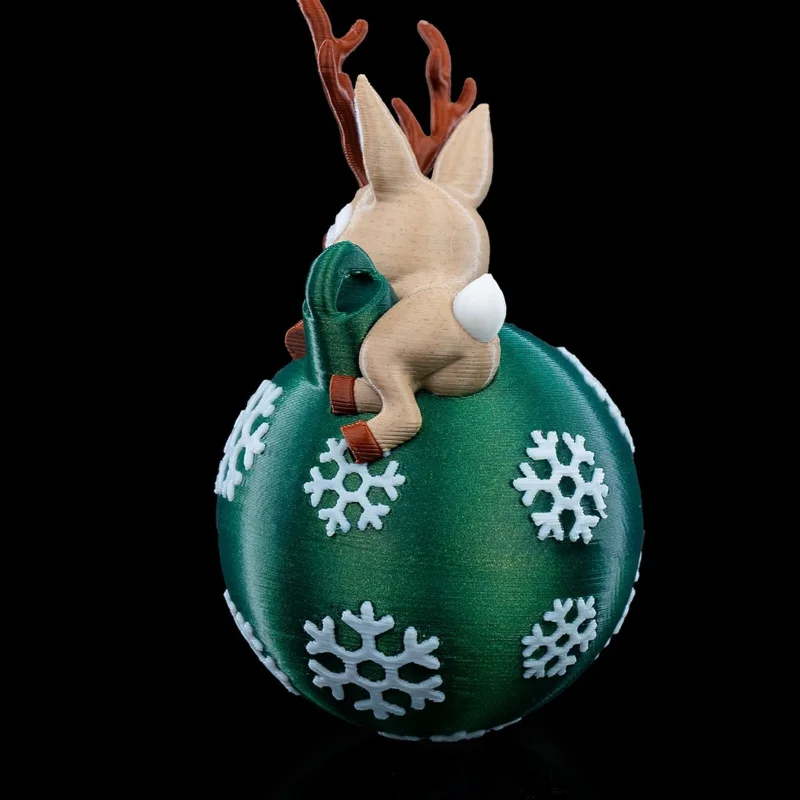 Lying Reindeer Christmas Ornament x3 - 3D Printed