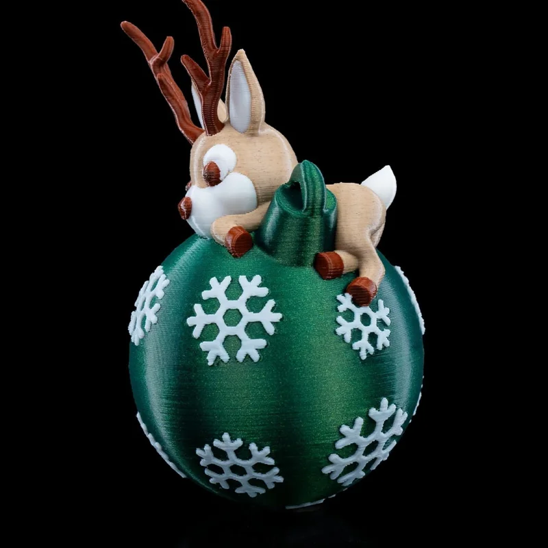 Lying Reindeer Christmas Ornament x3 - 3D Printed