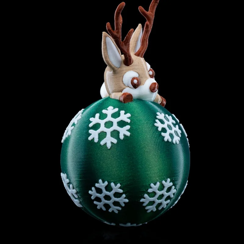 Lying Reindeer Christmas Ornament x3 - 3D Printed
