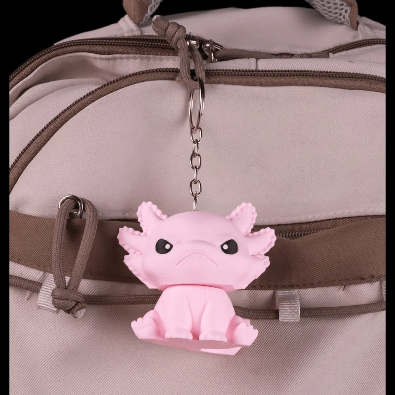 Grumpy Axolotl - KeyChain / Desk Pet - 3D Printed