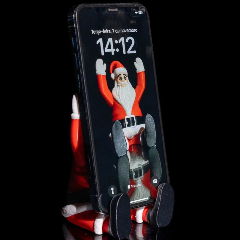 Supportive Santa Phone Holder Christmas - 3D Printed