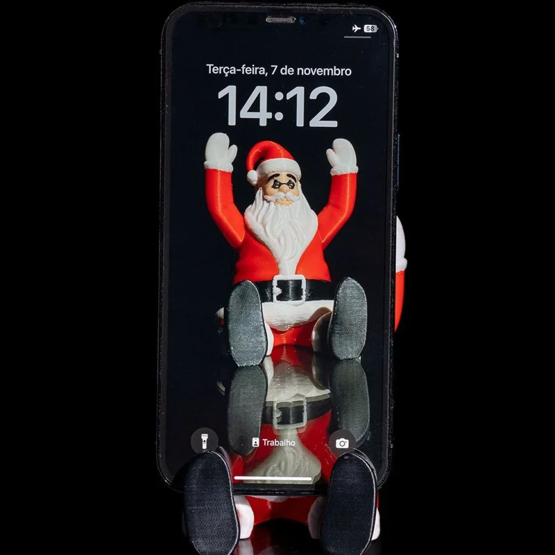 Supportive Santa Phone Holder Christmas - 3D Printed