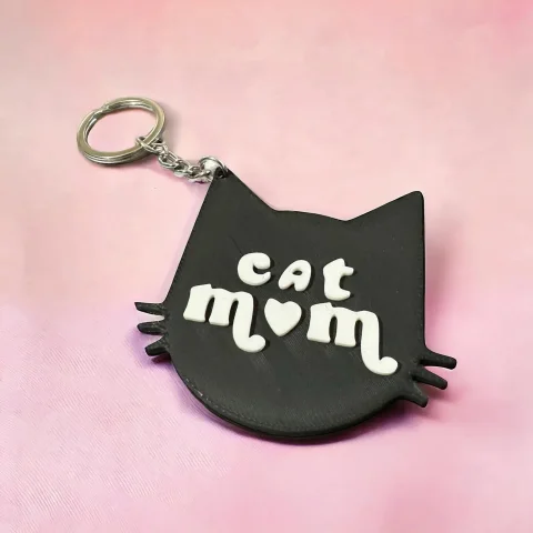 Cat Mom Key Chain -  3D Printed